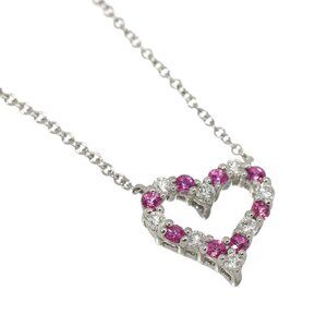 TIFFANY Co. Sentimental Heart Sapphire Diamond Necklace Platinum 90288792